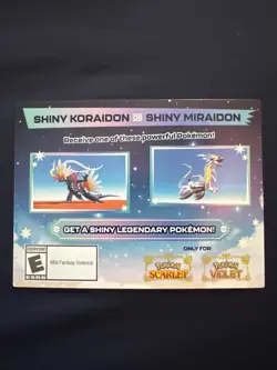 Pokemon Scarlet and Violet Code Shiny Koraidon or Shiny Miraidon UNSCRATCHED! - Image 1