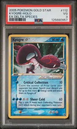 2005 POKEMON EX DELTA SPECIES GOLD STAR #112 KYOGRE-HOLO PSA 3 - Image 1