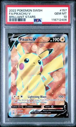 Pokemon PIKACHU V 157/172 Full Art (2022 Brilliant Stars) PSA 10 Gem Mint - Image 1