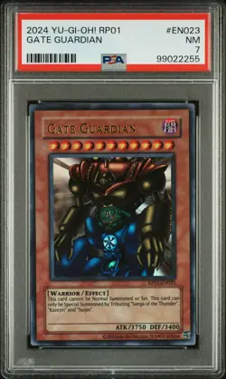 2024 YU-GI-OH! RP01-RETRO PACK #EN023 GATE GUARDIAN PSA 7 - Image 1