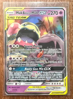 Pokemon Muk and Alolan Muk GX Unbroken Bonds Card 61/214 (MINT/PACK FRESH) - Image 1