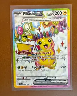 Pokemon Pikachu EX TCG Sv08: Surging Sparks Ultra Rare Holo Card 219/191 - Image 1