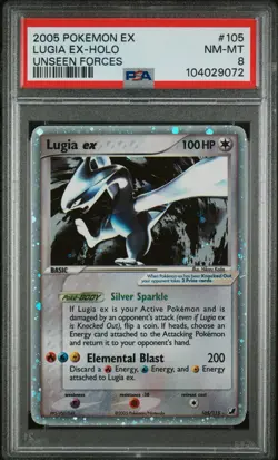 Pokemon EX Unseen Forces Lugia Holo Card 105/115 Rare PSA 8 - Image 1