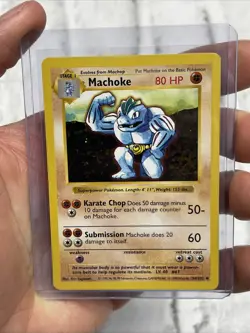 Pokemon Shadowless Machoke 34/102 Uncommon Base Set Pokemon Card Vintage NM WOTC - Image 1