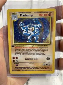 Pokemon Card Machamp 8/102 1st Edition Base Set Holo Foil MP Vintage Rare WOTC - Image 1