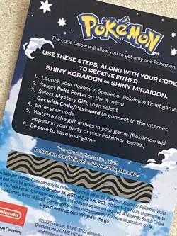 Shiny Koraidon & Shiny Moraidon GameStop Pokemon Code Card UNSCRATCHED Unused - Image 2