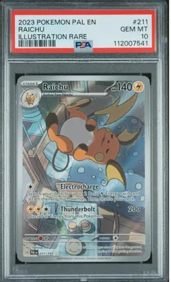 Pokemon Sv02: Paldea Evolved Raichu Holo Illustration Card 211/193 PSA 10 - Image 1