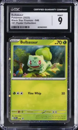 2023 POKEMON SVP EN-SV BLACK STAR PROMO 151 POSTER COLL #046 BULBASAUR CGC 9 - Image 1