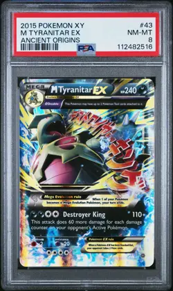 2015 POKEMON ANCIENT ORIGINS M TYRANITAR EX #43 PSA 8 NM #112482516 - Image 1