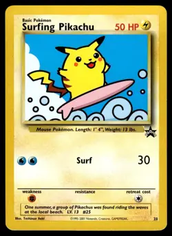 2001 Promos - Wizards Black Star Surfing Pikachu Basic/Promo #28 - Image 1