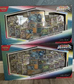 2 x Pokemon Prismatic Evolutions Lucario EX and Tyranitar EX Premium Collection - Image 1
