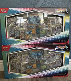 2 x Pokemon Prismatic Evolutions Lucario EX and Tyranitar EX Premium Collection - Image 2