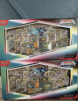2 x Pokemon Prismatic Evolutions Lucario EX and Tyranitar EX Premium Collection - Image 4