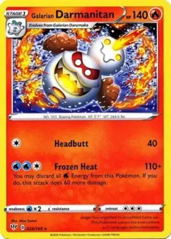 Pokemon TCG Galarian Darmanitan Sword & Shield: Darkness Ablaze 028/189 Rare NM - Image 1