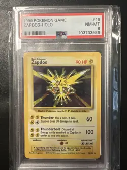 1999 POKEMON GAME SET UNLIMITED ZAPDOS-HOLO #16 PSA 8 RARE NM-MT - Image 1