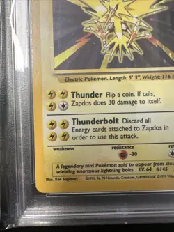 1999 POKEMON GAME SET UNLIMITED ZAPDOS-HOLO #16 PSA 8 RARE NM-MT - Image 4
