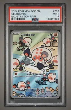 2024 Pokemon SSP EN-Surging Sparks Illustration Rare #207 Clobbopus PSA 9 Mint - Image 1