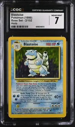 CGC 7 Blastoise 1999 Base Set 2/102 Holo Pokemon Card - Image 1