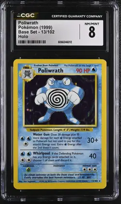 CGC 8 Poliwrath 1999 Base Set 13/102 Holo Pokemon Card - Image 1