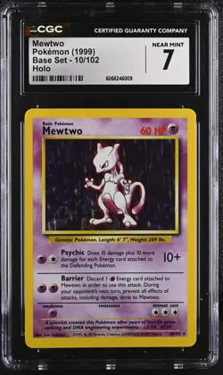 CGC 7 Mewtwo 1999 Base Set 10/102 Holo Pokemon Card - Image 1
