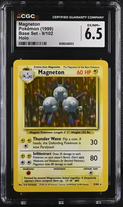CGC 6.5 Magneton 1999 Base Set 9/102 Holo Pokemon Card - Image 1