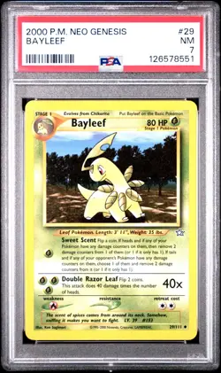 PSA 7 NM Bayleef Neo Genesis Pokemon Card 29/111 - Image 1