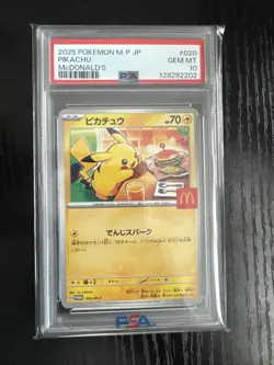 McDonald's Pikachu Promo Card PSA 10 Gem Mint 020/M-P Japanese Pokemon - Image 1
