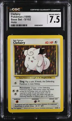 CGC 7.5 Clefairy 1999 Base Set 5/102 Holo Pokemon Card - Image 1
