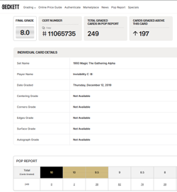 1993 MTG Magic The Gathering LEA Alpha Vintage Invisibility BGS 8 Near Mint - Image 3