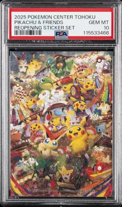 2025 POKEMON CENTER TOHOKU REOPENING STICKER SET PIKACHU & FRIENDS PSA 10 - Image 1