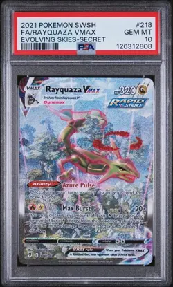 RAYQUAZA VMAX Evolving Skies Holo Secret Rare #218 PSA 10 Gem Mint Pokemon - Image 1