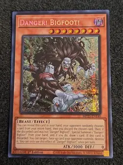 Yugioh Danger! Bigfoot! MP25-EN140 1st Edition Prismatic Secret Rare NM - Image 1