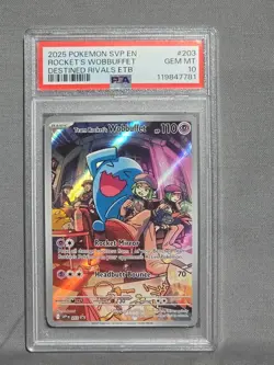 2025 Pokemon SVP Rocket's Wobbuffet Card PSA Gem MT 10 #203 - Image 1