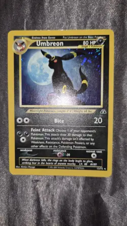 Pokemon TCG Umbreon Neo Discovery Holo Rare Card 13/75 HP Played WOTC Vintage - Image 1