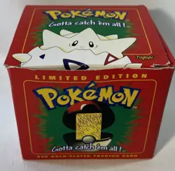 POKEMON TOGEPI 23K GOLD PLATED CARD BURGER KING 1999 WITH POKEBALL + RED BOX - Image 1