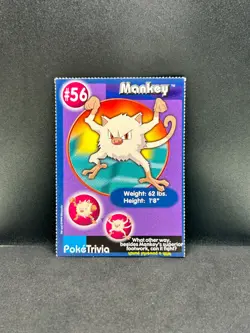 Pokemon Poke Trivia Mankey #56 Burger King Card LP - Image 1