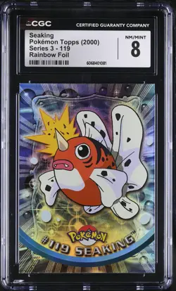 CGC 8 Seaking Topps 2000 Series 3 119 Rainbow Foil Pokemon Card - Image 1
