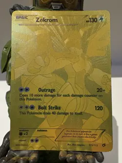 Pokemon Zekrom Gold Secret Rare Full Art Card 115/113 Legendary Treasures Series - Image 2