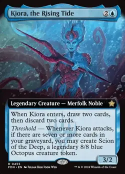 Kiora, the Rising Tide (#455) - Foil Extended Art FDN NM MTG - Image 1