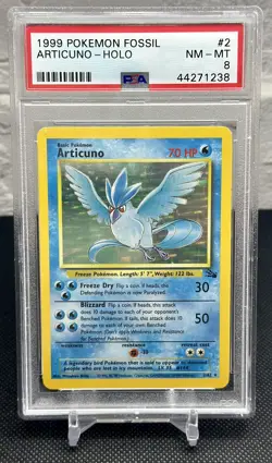 1999 Pokemon Articuno Fossil 2/62 Holo PSA8 - Image 1