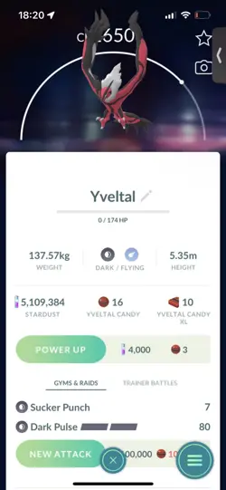 Pokemon Go Legendary Yveltal ( Normal ) - Image 1