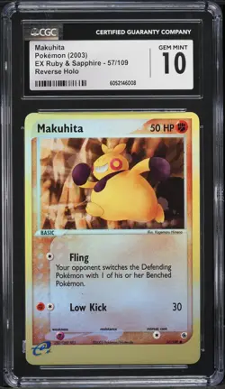 CGC 10 Pokemon Makuhita Reverse Holo Ex Ruby and Sapphire 57/109 - Image 1
