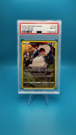 2022 Pokemon Lost Origin Snorlax TG10 Full Art PSA 8 NM-MT - Image 1