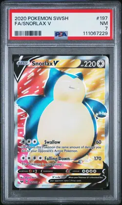 2020 POKEMON SWORD & SHIELD SNORLAX V #197 FULL ART PSA 7 NM #111067229 - Image 1