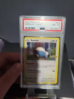 2022 POKEMON GO 055 SNORLAX HOLO COSMOS POKEMON GO TINS PSA 8 - Image 1