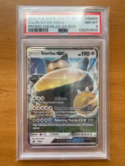 2016 POKEMON SM BLACK STAR PROMO SNORLAX GX BOX #SM05 SNORLAX GX-HOLO PSA 8 - Image 1