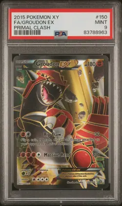 2015 POKEMON XY PRIMAL CLASH #150 FULL ART/GROUDON EX PSA 9 - Image 1