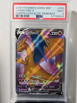2020 Pokemon Charizard V PSA 9 Champion Path ETB Mint Holo Promo SWSH 050 - Image 1