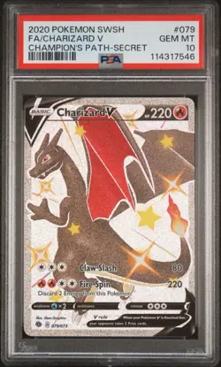 Pokemon Charizard V Champion's Path Secret Rare Full Art #079 PSA 10 Gem Mint - Image 1