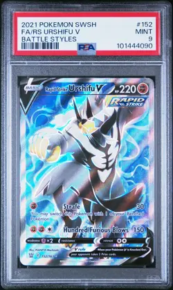 2021 POKEMON SWORD & SHIELD BATTLE STYLES FULL ART/RAPID STRIKE URSHIFU V PSA 9 - Image 1